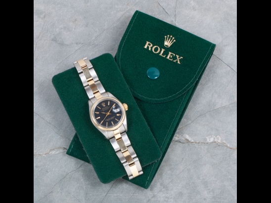 Rolex Date Lady 26 Nero Oyster Matt Black Onyx Dial Gold And Steel  Watch  6916